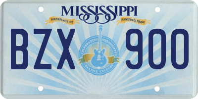 MS license plate BZX900
