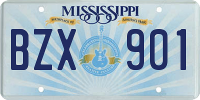 MS license plate BZX901