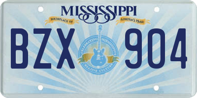 MS license plate BZX904