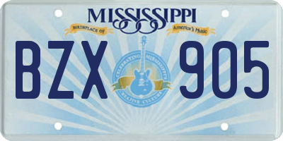 MS license plate BZX905