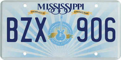 MS license plate BZX906