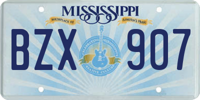 MS license plate BZX907