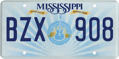 MS license plate BZX908