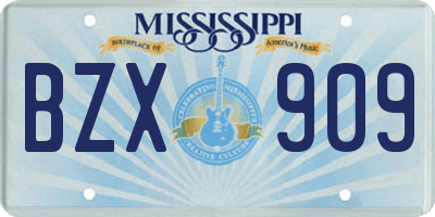 MS license plate BZX909