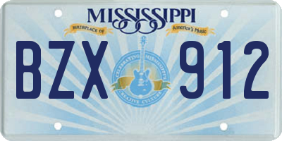 MS license plate BZX912
