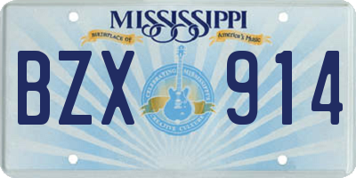MS license plate BZX914