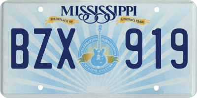 MS license plate BZX919