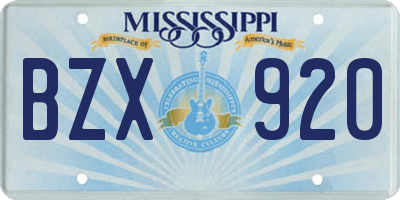 MS license plate BZX920