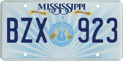MS license plate BZX923