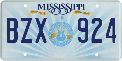 MS license plate BZX924