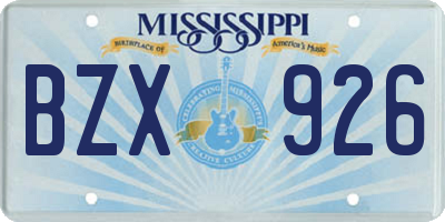 MS license plate BZX926