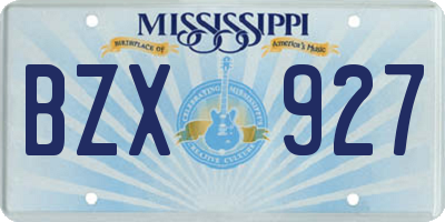 MS license plate BZX927