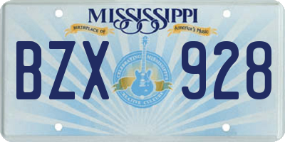 MS license plate BZX928