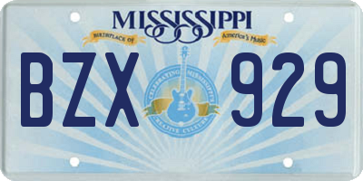 MS license plate BZX929