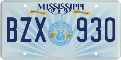 MS license plate BZX930