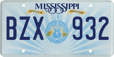 MS license plate BZX932