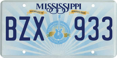 MS license plate BZX933