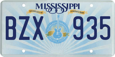 MS license plate BZX935