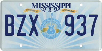 MS license plate BZX937
