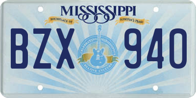 MS license plate BZX940