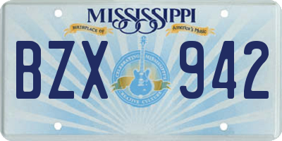 MS license plate BZX942