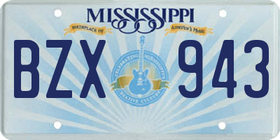 MS license plate BZX943