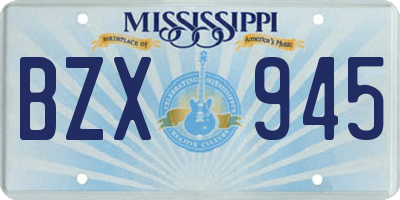MS license plate BZX945