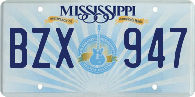 MS license plate BZX947