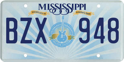 MS license plate BZX948