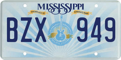 MS license plate BZX949
