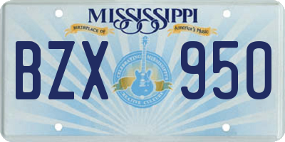 MS license plate BZX950