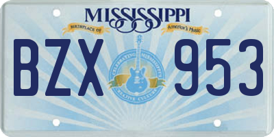 MS license plate BZX953