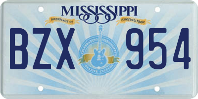 MS license plate BZX954