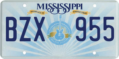 MS license plate BZX955