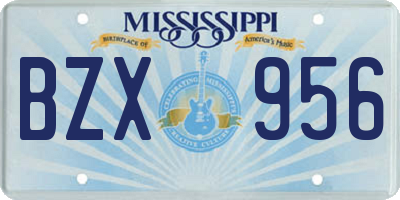 MS license plate BZX956