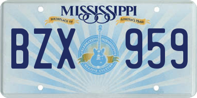 MS license plate BZX959