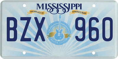 MS license plate BZX960
