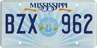 MS license plate BZX962