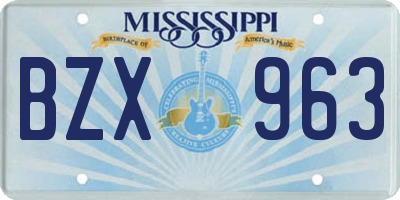 MS license plate BZX963