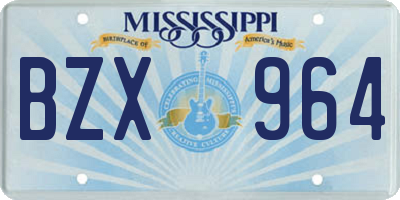 MS license plate BZX964