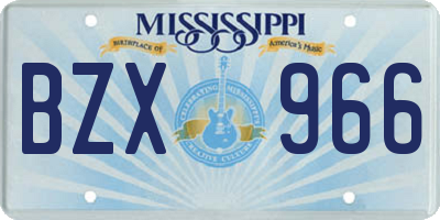 MS license plate BZX966