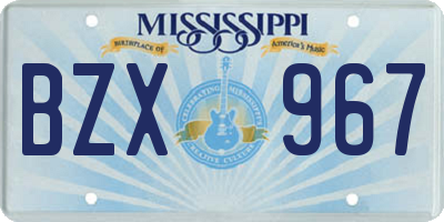 MS license plate BZX967