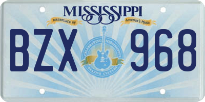 MS license plate BZX968