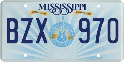 MS license plate BZX970