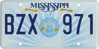 MS license plate BZX971