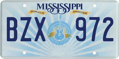 MS license plate BZX972