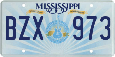 MS license plate BZX973