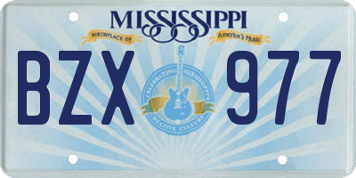 MS license plate BZX977