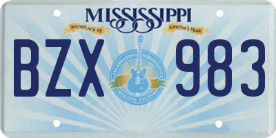 MS license plate BZX983