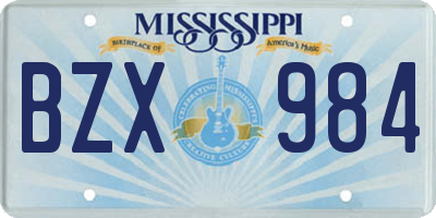 MS license plate BZX984